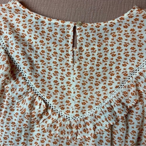 Madewell Ruffle Yoke Prairie Top in Cutout Blooms Long Sleeve Blouse, size L - Picture 12 of 13